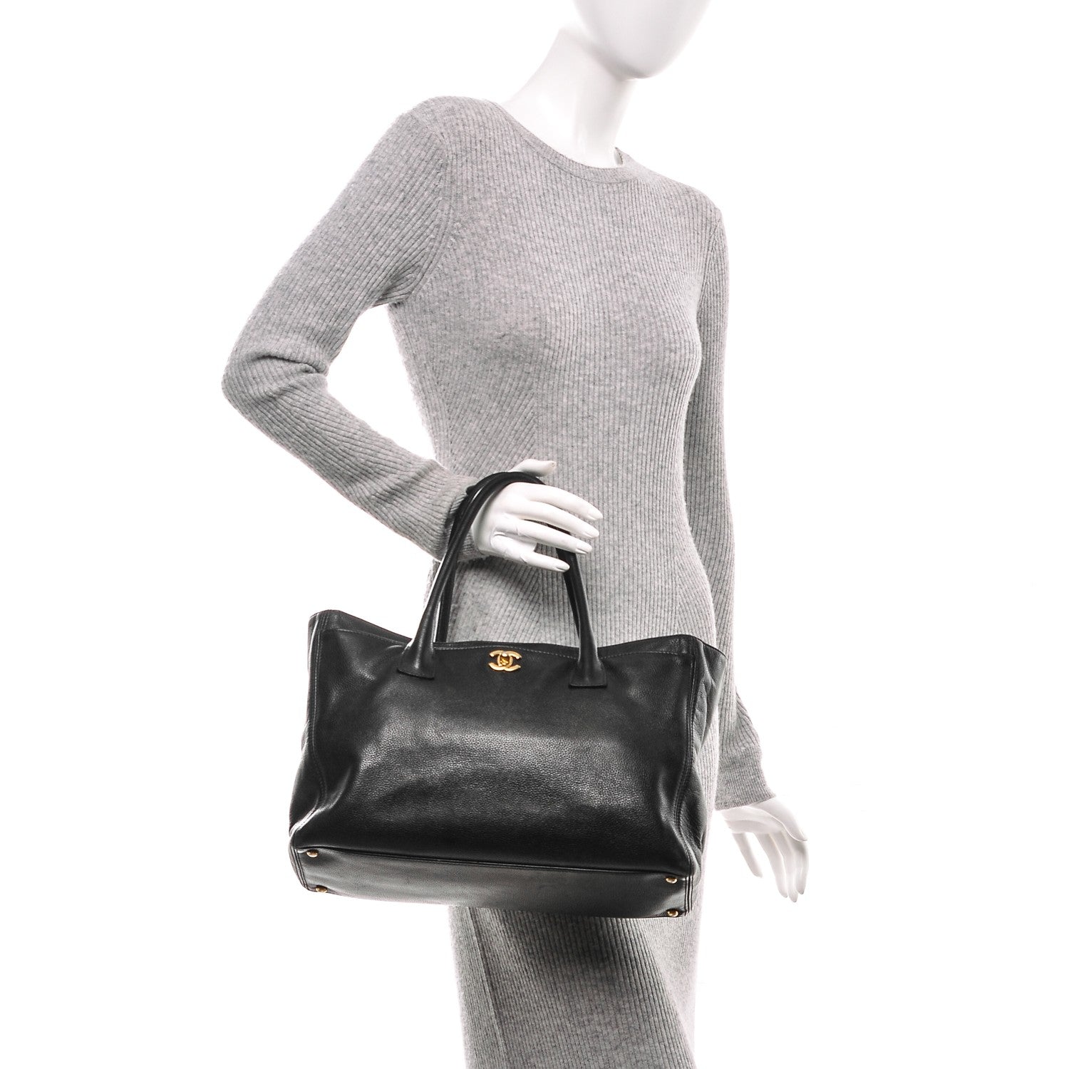Chanel Calfskin Cerf Executive Shopper Tote Black 2 of 7
