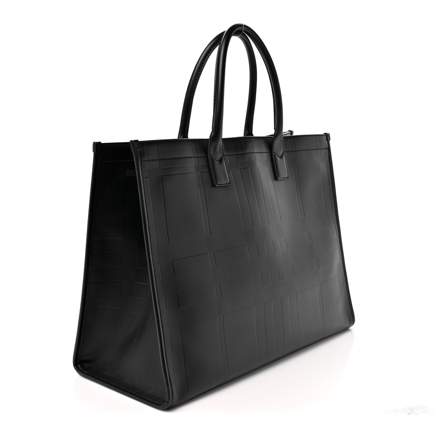 Burberry Calfskin Denny Check Embossed Tote Black 3 of 14