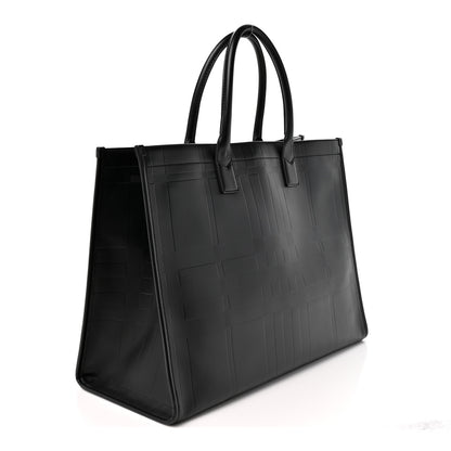 Burberry Calfskin Denny Check Embossed Tote Black 3 of 14