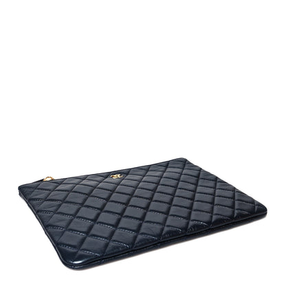 Chanel Lambskin Quilted Pearl Crush Medium Cosmetic Case Dark Blue 4 of 8
