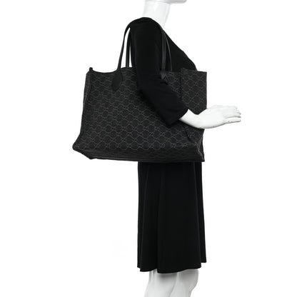 Gucci Denim Ophidia GG Monogram Large Tote Black Grey 2 of 12