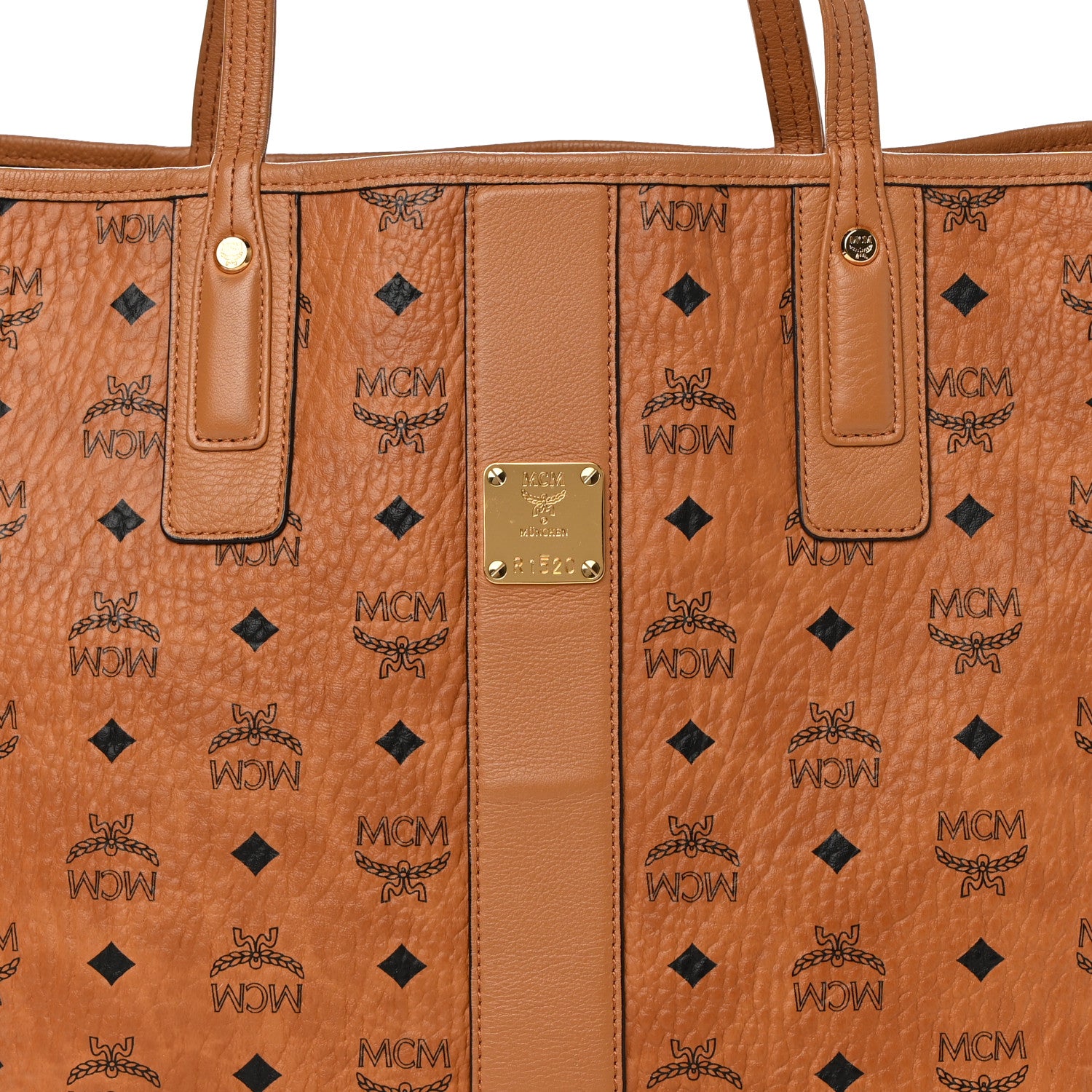 MCM Visetos Medium Liz Reversible Shopper Tote Cognac 7 of 19