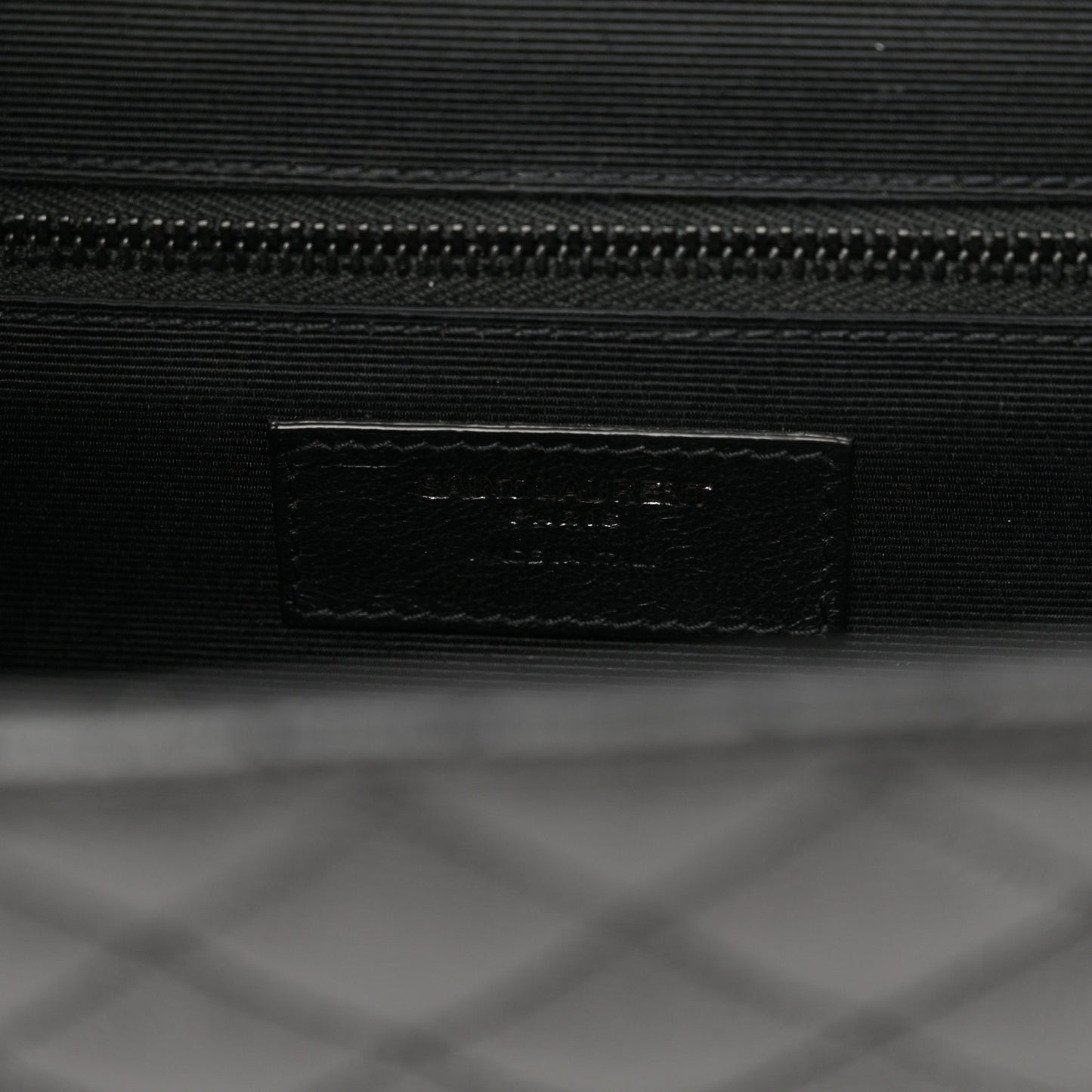 Grain De Poudre Textured Mixed Matelasse Large Triquilt Monogram Monochrome Satchel Black