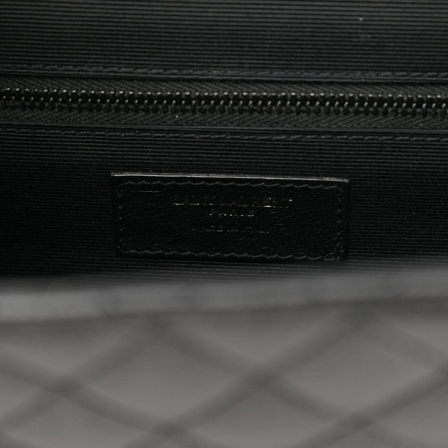 Saint Laurent Grain De Poudre Textured Mixed Matelasse Large Triquilt Monogram Monochrome Satchel Black 6 of 10