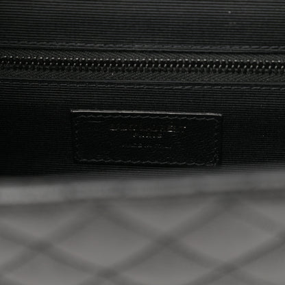 Saint Laurent Grain De Poudre Textured Mixed Matelasse Large Triquilt Monogram Monochrome Satchel Black 6 of 10