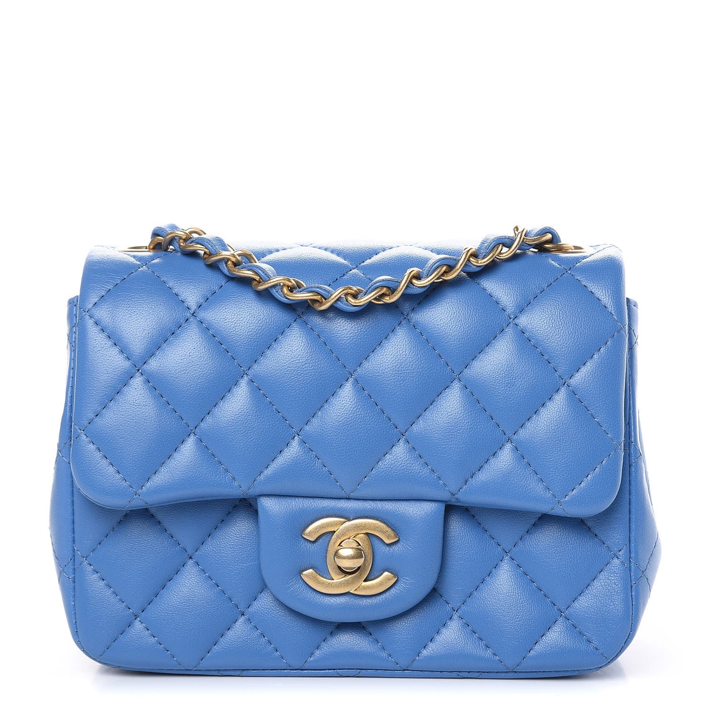 Lambskin Quilted Mini Square Flap Blue