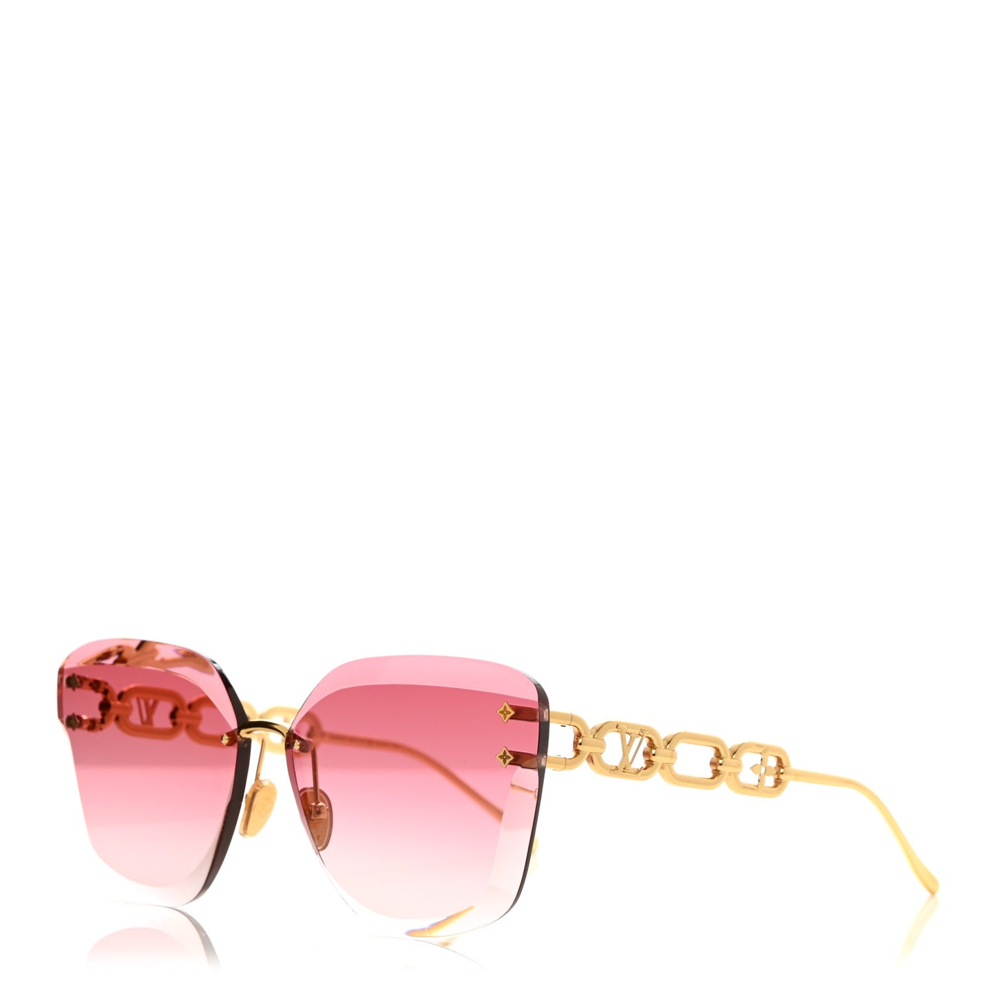 Metal Rimless LV Jewel Cat Eye Sunglasses Z1626U Pink Gold