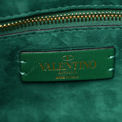 Valentino Garavani Crystal Suede Enamel Medium Roman Stud Shoulder Bag Green 6 of 11