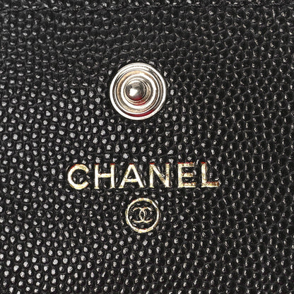 Chanel Caviar Metal Perforated Quilted CC Flap Card Holder Black 6 of 10