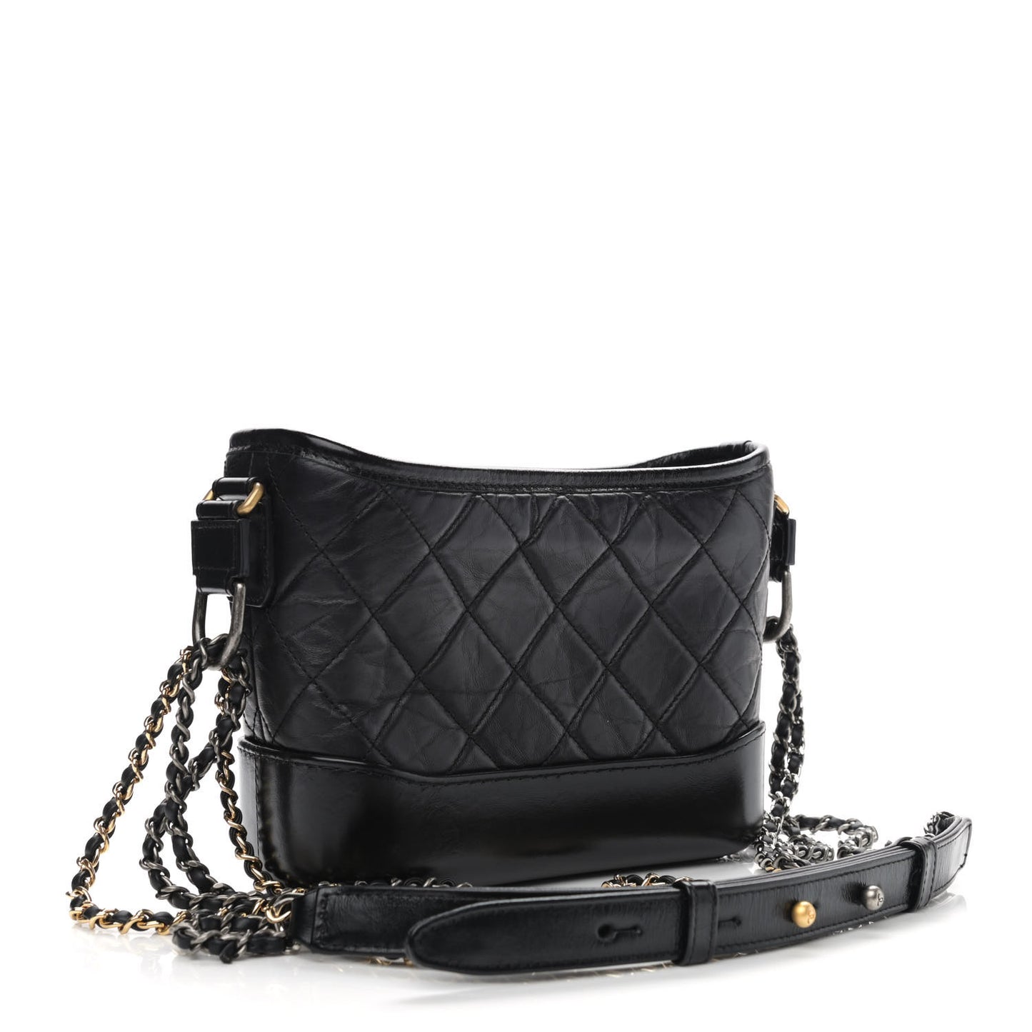 Aged Calfskin Quilted Small Gabrielle Hobo Black