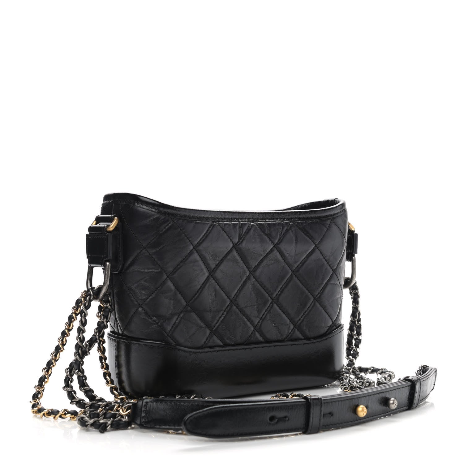 Chanel Aged Calfskin Quilted Small Gabrielle Hobo Black 3 of 11