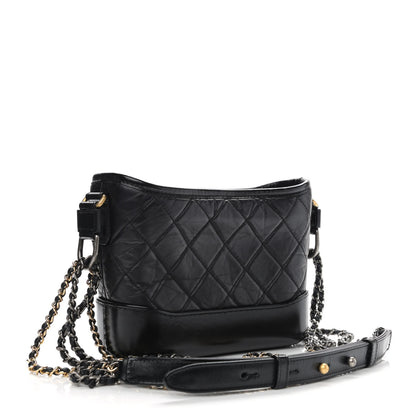 Chanel Aged Calfskin Quilted Small Gabrielle Hobo Black 3 of 11