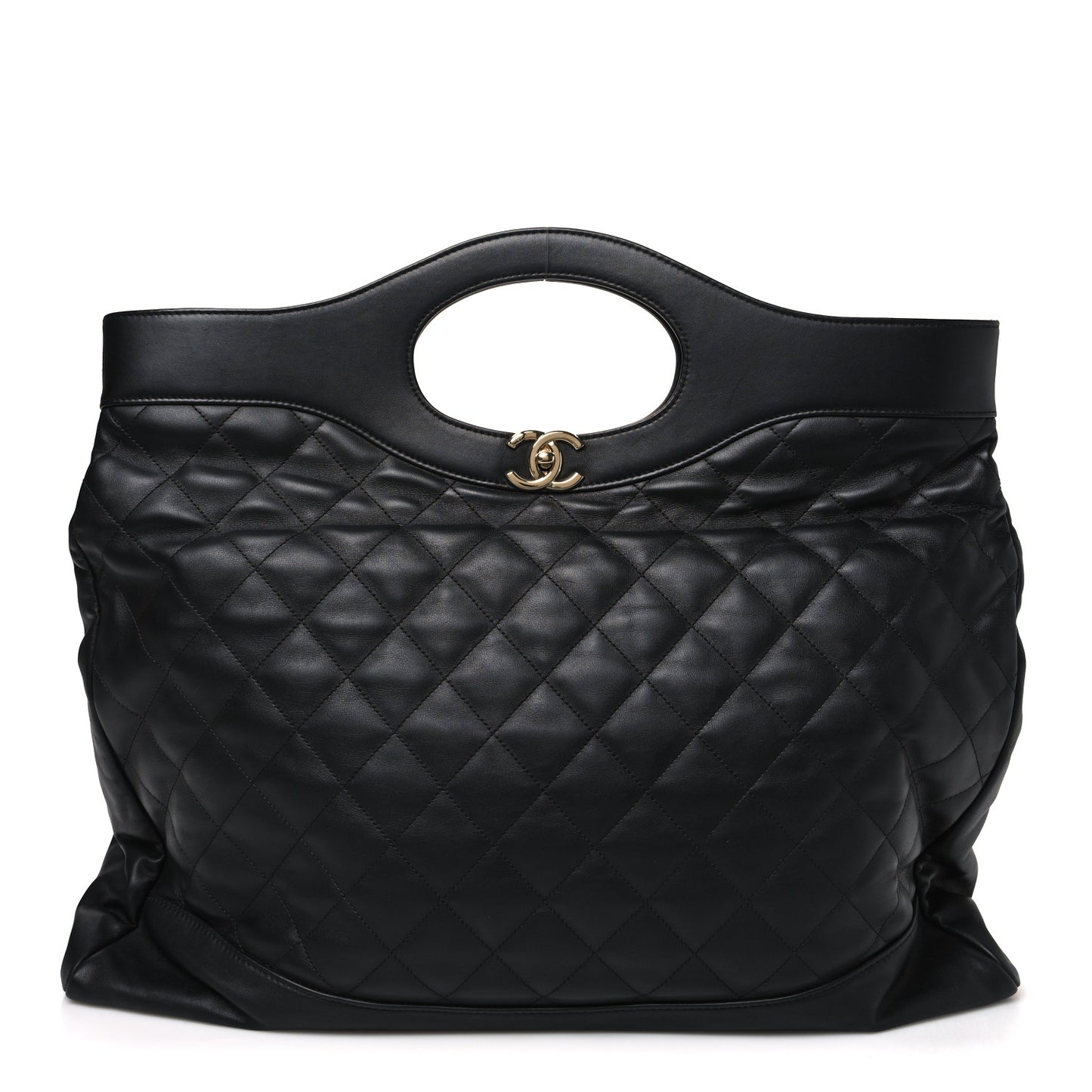 Lambskin Quilted Large 31 Shopping Bag Black