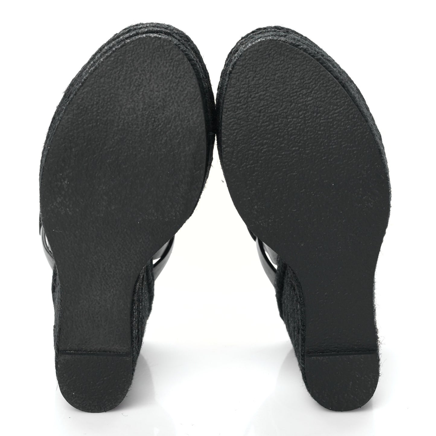 Calfskin Tribute 95 Platform Espadrille Wedge Sandals 36.5 Black