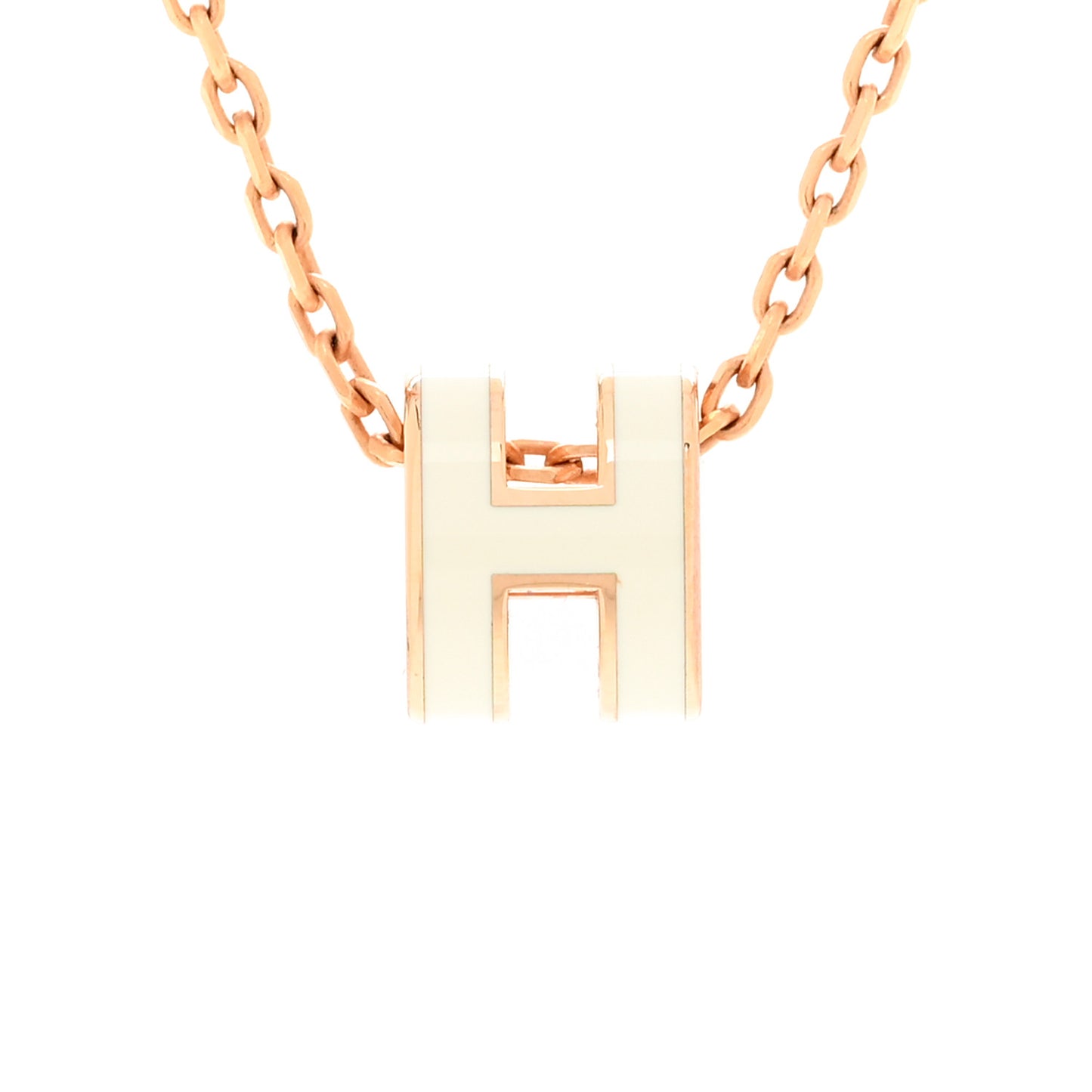 Lacquered Gold Mini Pop H Pendant Necklace White