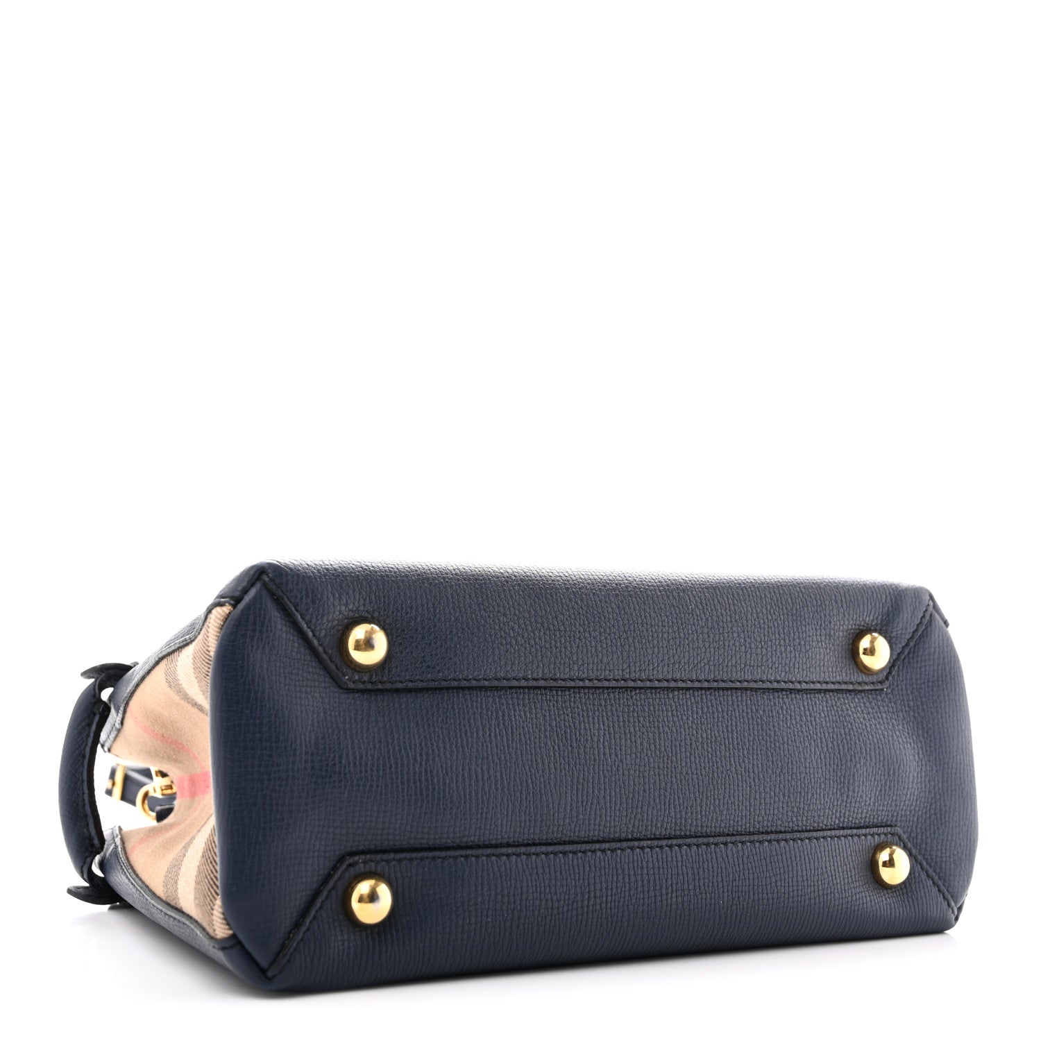 Burberry Grainy Calfskin House Check Small Banner Tote Ink Blue 4 of 12