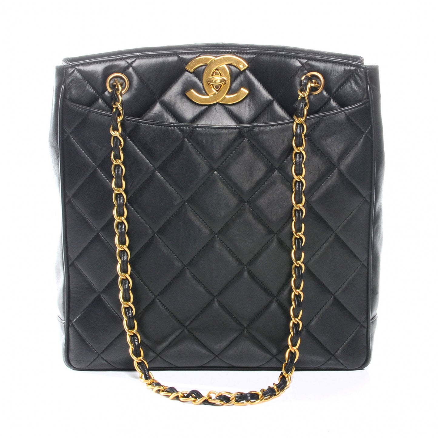 Lambskin Quilted CC Shoulder Bag Black