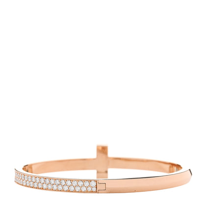 Tiffany 18K Rose Gold Diamond Wide T1 Hinged Bangle Bracelet 2 of 4