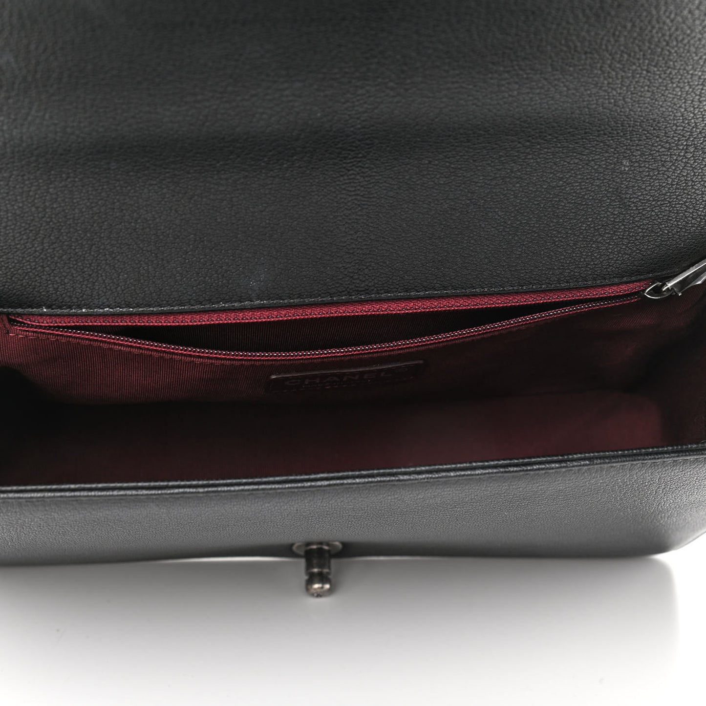 Goatskin Quilted Patent New Medium Duo Boy Flap Black