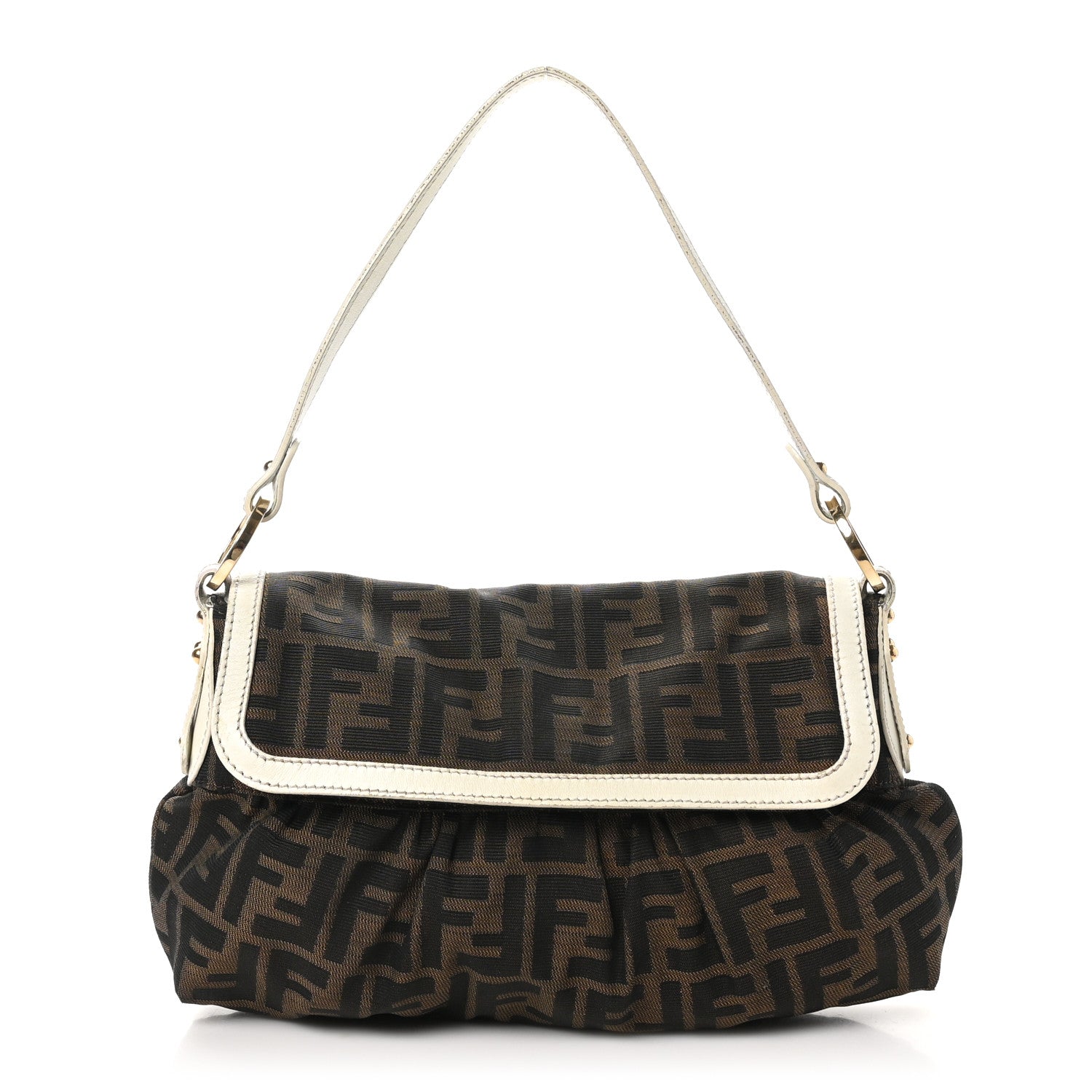 Fendi Zucca Cuoio Lucido Small Chef Shoulder Bag Tobacco White 1 of 10