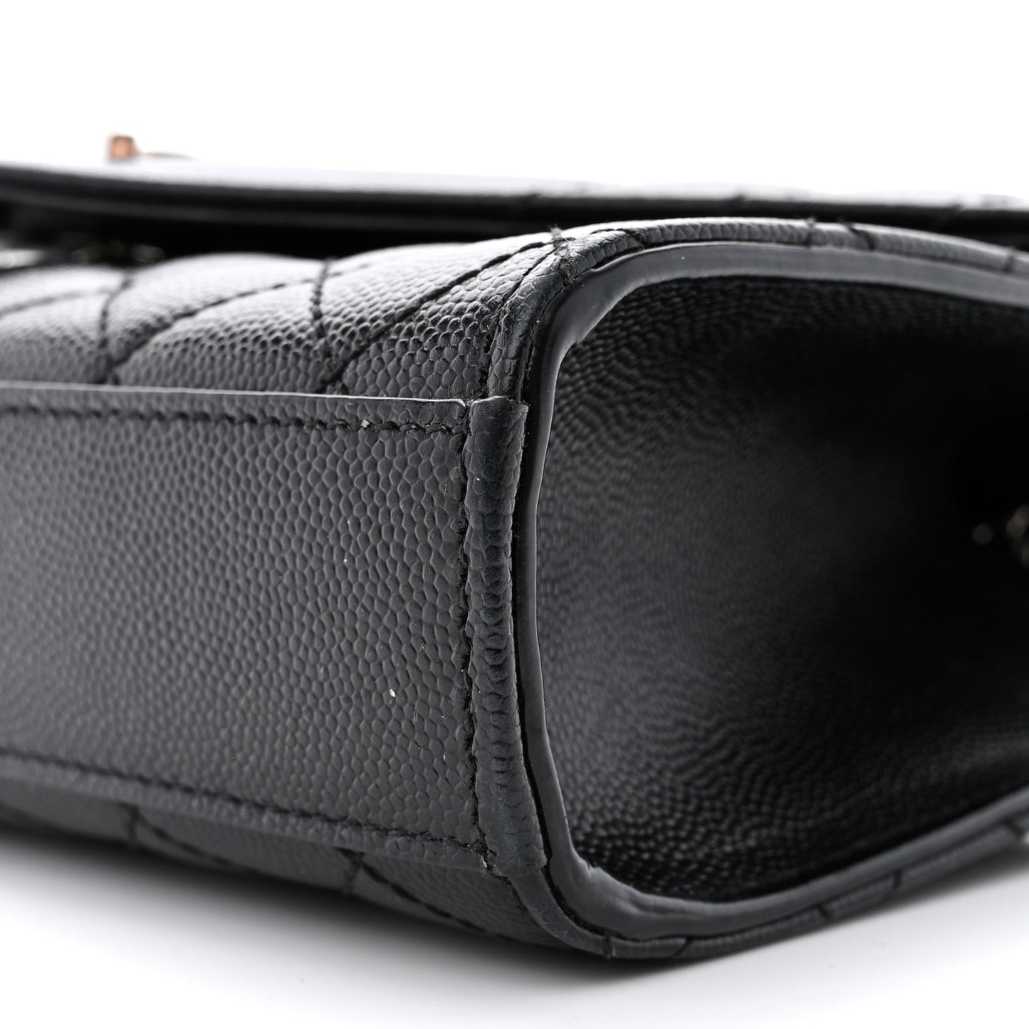 Grain De Poudre Textured Mixed Matelasse Triquilt Small Monogram Satchel Black