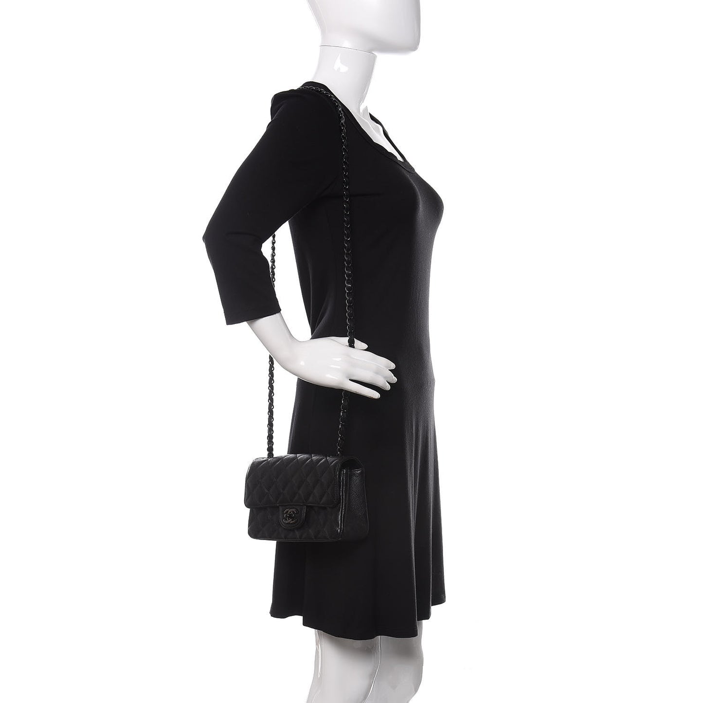 Crumpled Calfskin Quilted Mini Rectangular Flap So Black