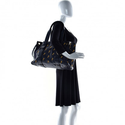 Chloe Smooth Calfskin Little Horses Embroidered Tao Zipped Tote Full Blue 4 of 13