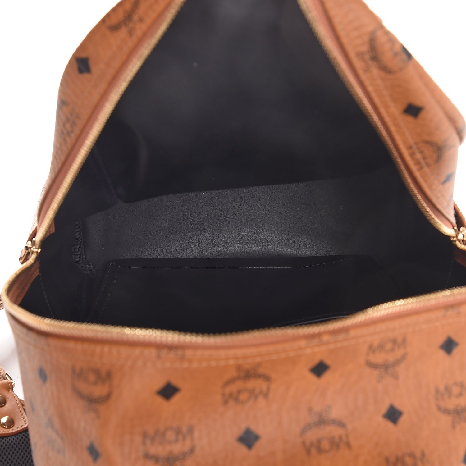 MCM Visetos Medium Stark Logo Stripe Backpack Cognac Red 4 of 8