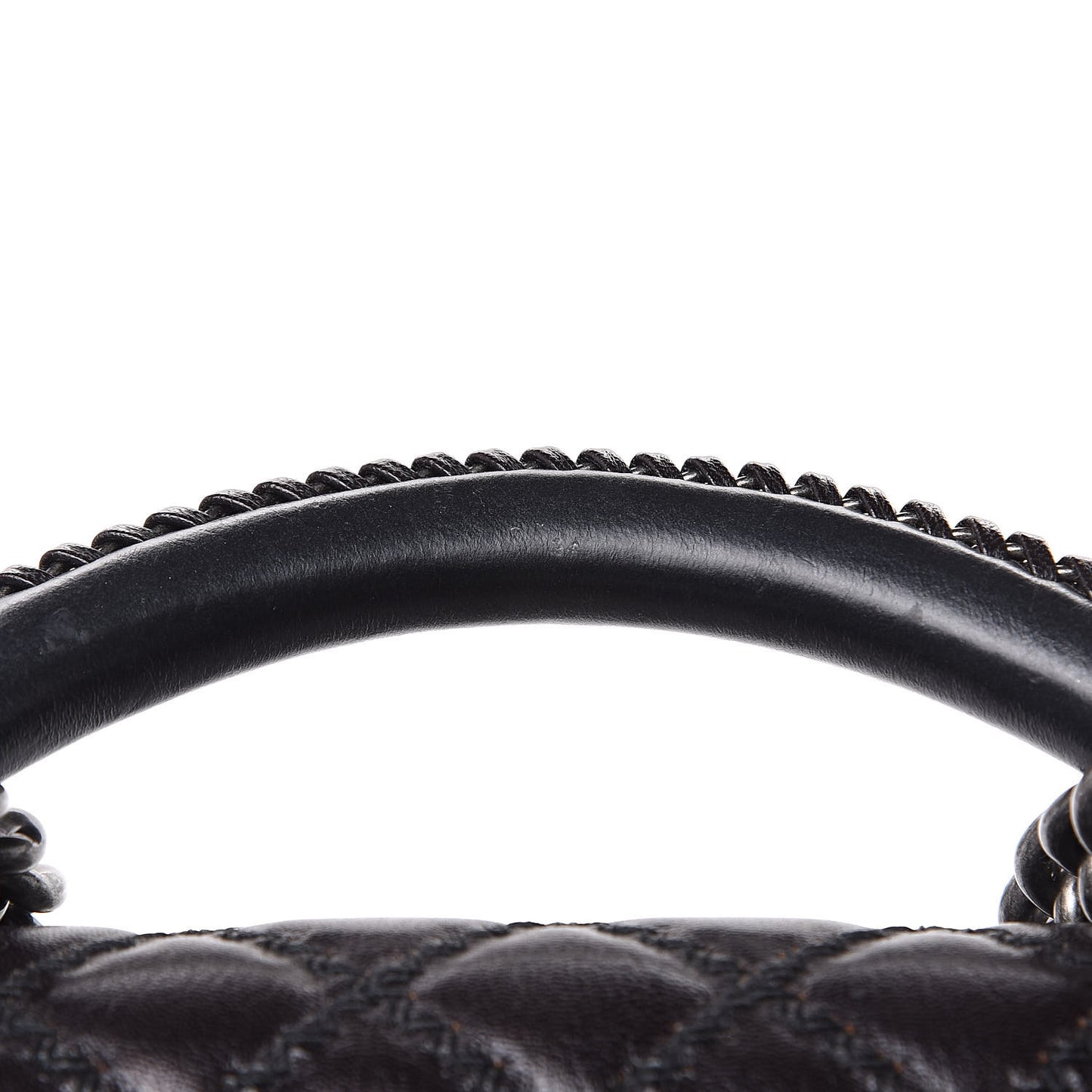 Calfskin Quilted Medium Boy Top Handle Flap Black