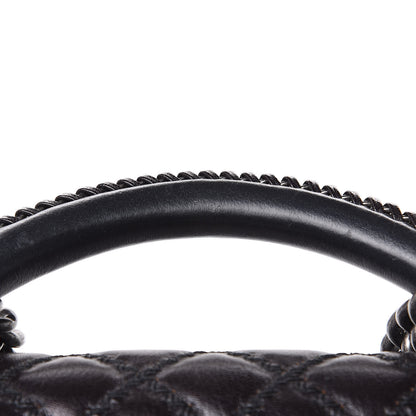 Chanel Calfskin Quilted Medium Boy Top Handle Flap Black 11 of 12