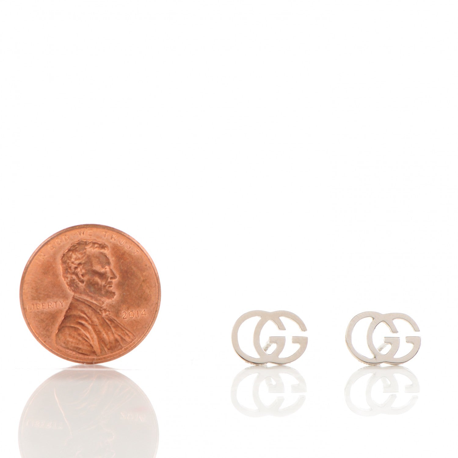 Gucci 18K White Gold GG Tissue Stud Earrings 2 of 7