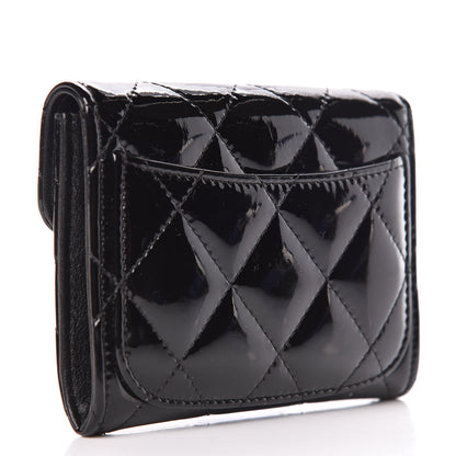 Chanel Patent Quilted Flap Card Holder Wallet Black 3 of 8