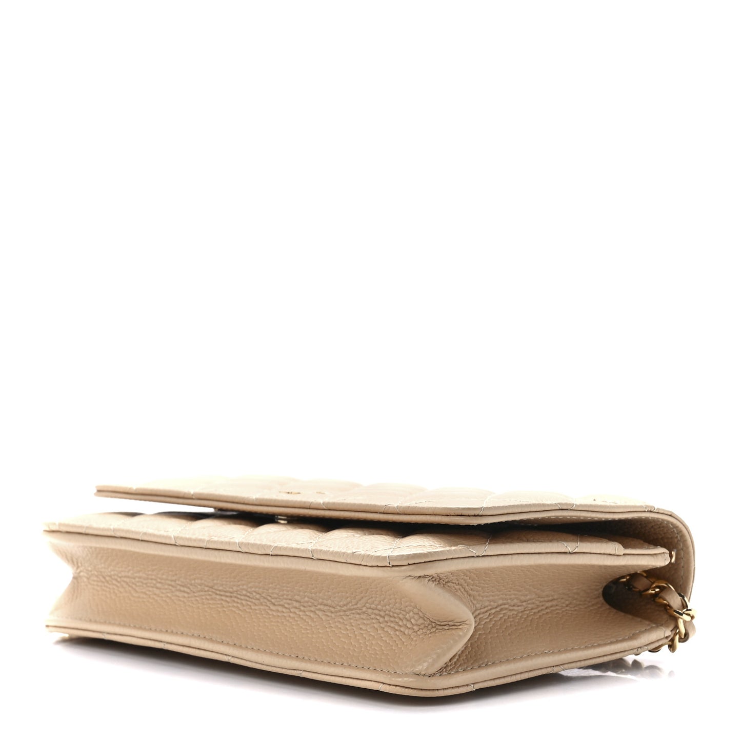 Caviar Quilted Wallet On Chain WOC Light Beige