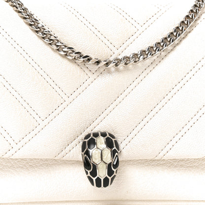 Bulgari Iridescent Calfskin Matelasse Serpenti Cabochon Shoulder Bag White 8 of 11