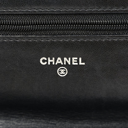 Chanel Lambskin Camellia Embossed Wallet On Chain WOC Black 6 of 11