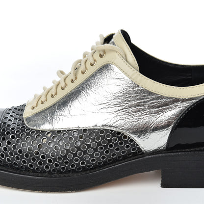 Chanel Metallic Crumpled Lambskin CC Lace Up Oxfords 36.5 10 of 20