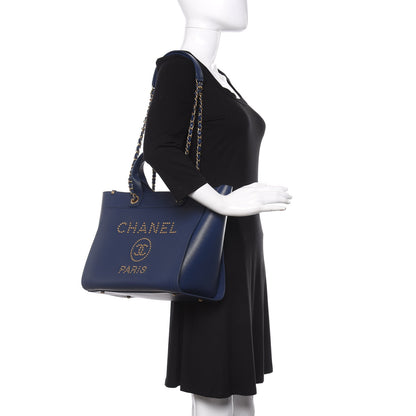 Chanel Caviar Small Studded Deauville Tote Navy 2 of 10