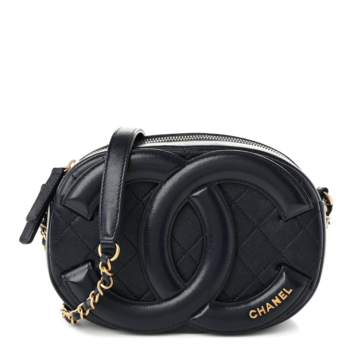 Chanel Lambskin Quilted Coco Midnight Camera Case Navy 1 of 10
