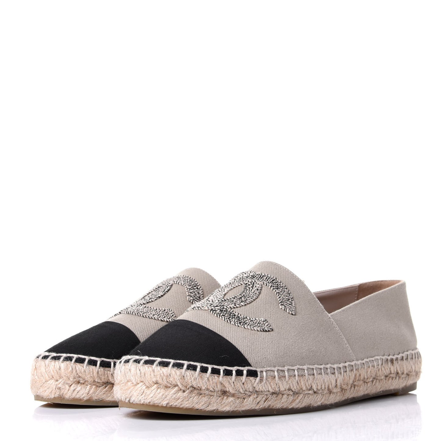 Canvas Grosgrain CC Espadrilles 40 Beige Black