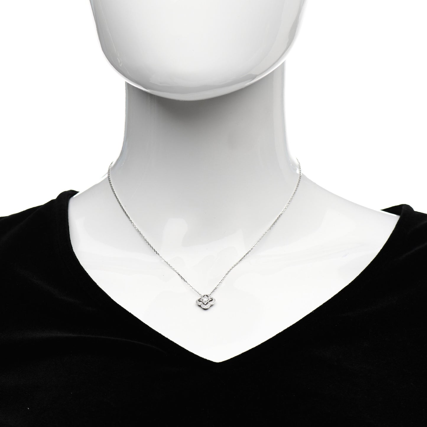 18K White Gold Diamond Les Ardentes Pendant Necklace