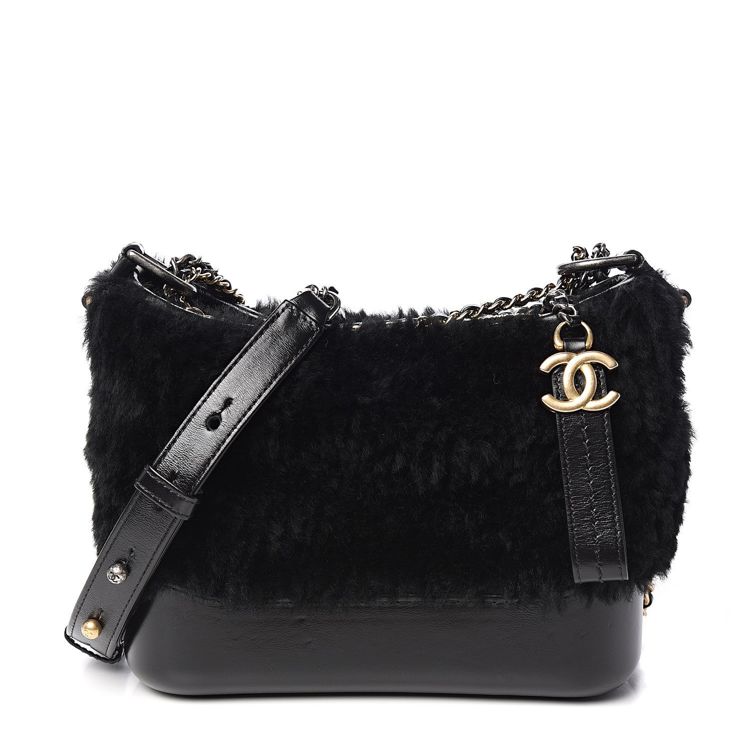 Chanel Shearling Small Gabrielle Hobo Black 1 of 9