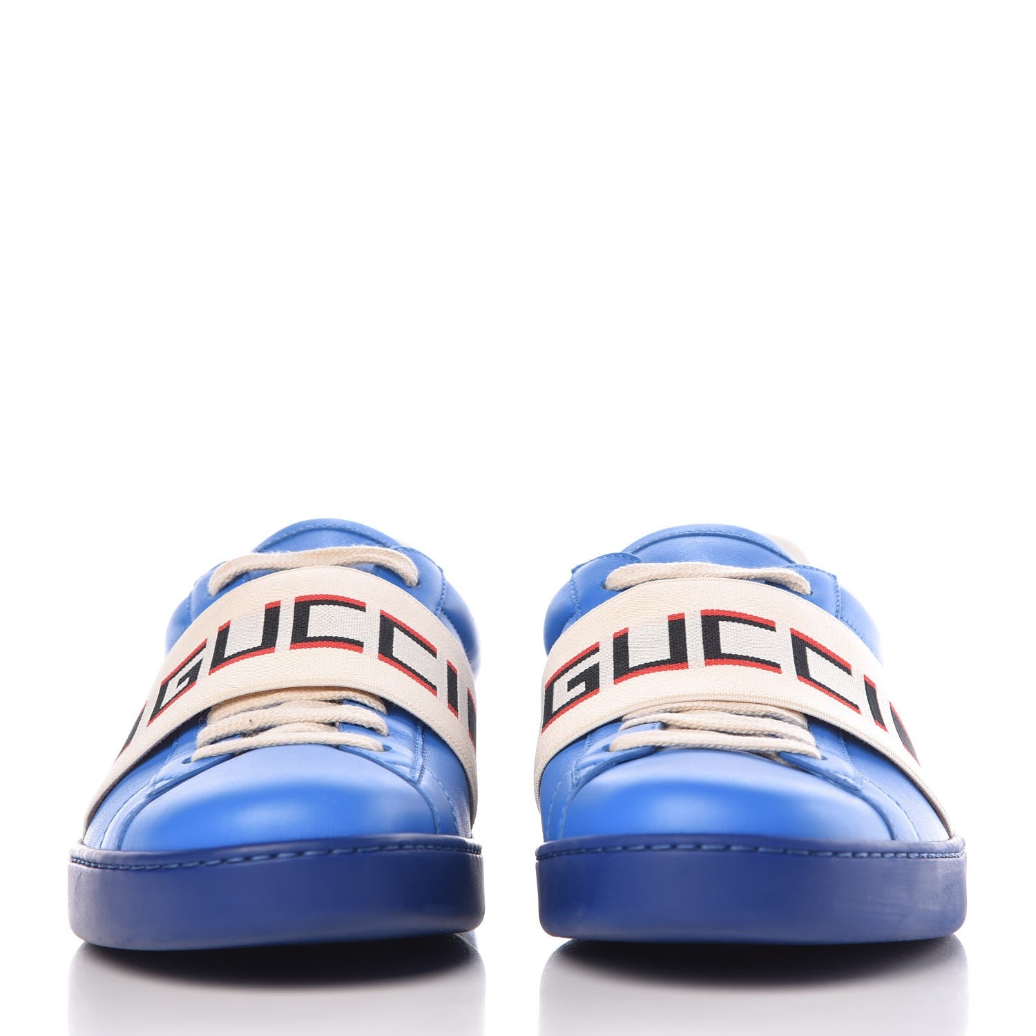 Gucci Calfskin Stripe Mens New Ace Sneakers 8.5 Bright Splash Ecru Red Flame 3 of 10