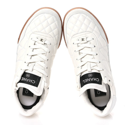 Chanel Suede Calfskin Quilted Sneakers 36 White 2 of 9
