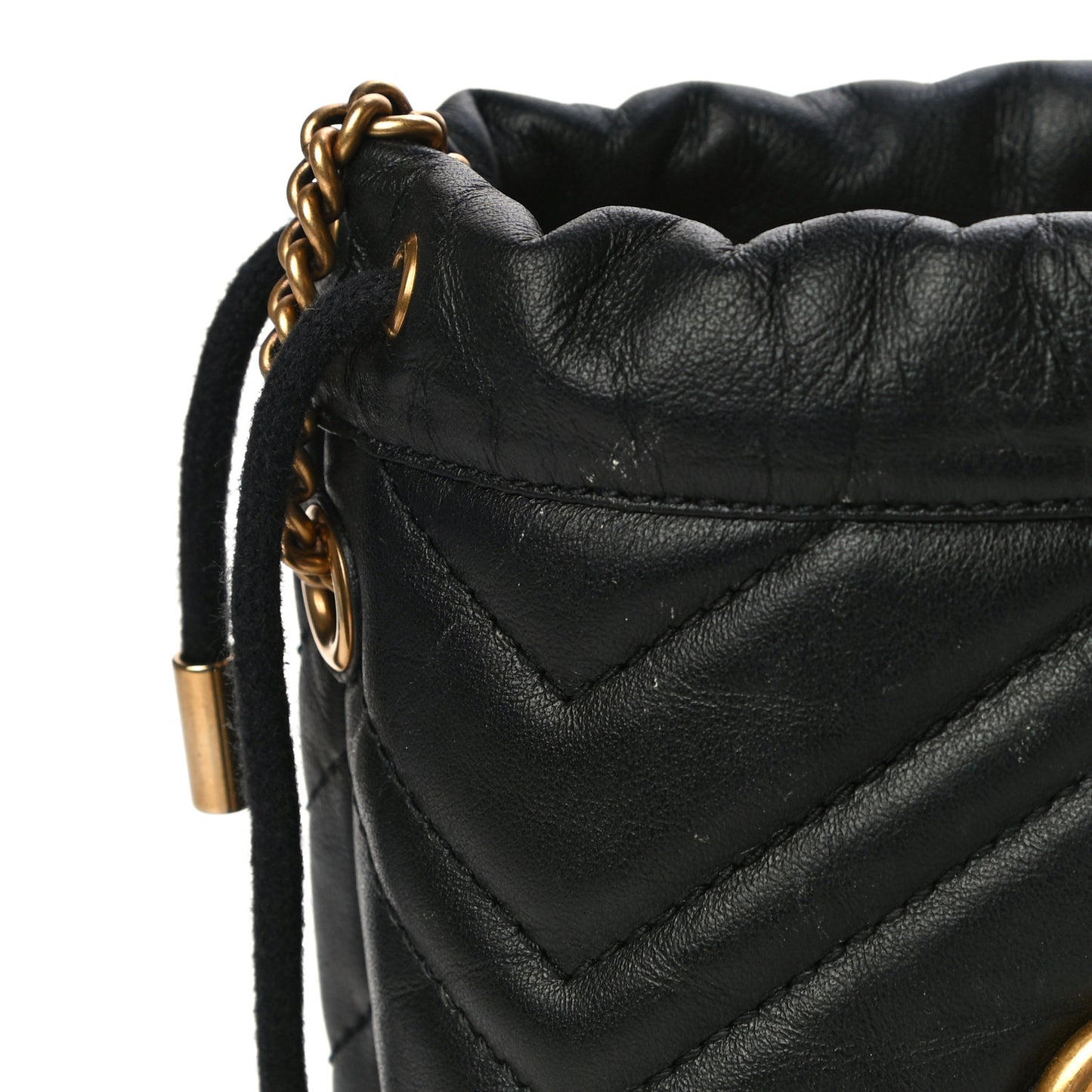 Calfskin Matelasse Mini GG Marmont 2.0 Bucket Bag Black