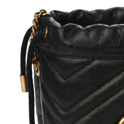 Gucci Calfskin Matelasse Mini GG Marmont 2.0 Bucket Bag Black 17 of 17