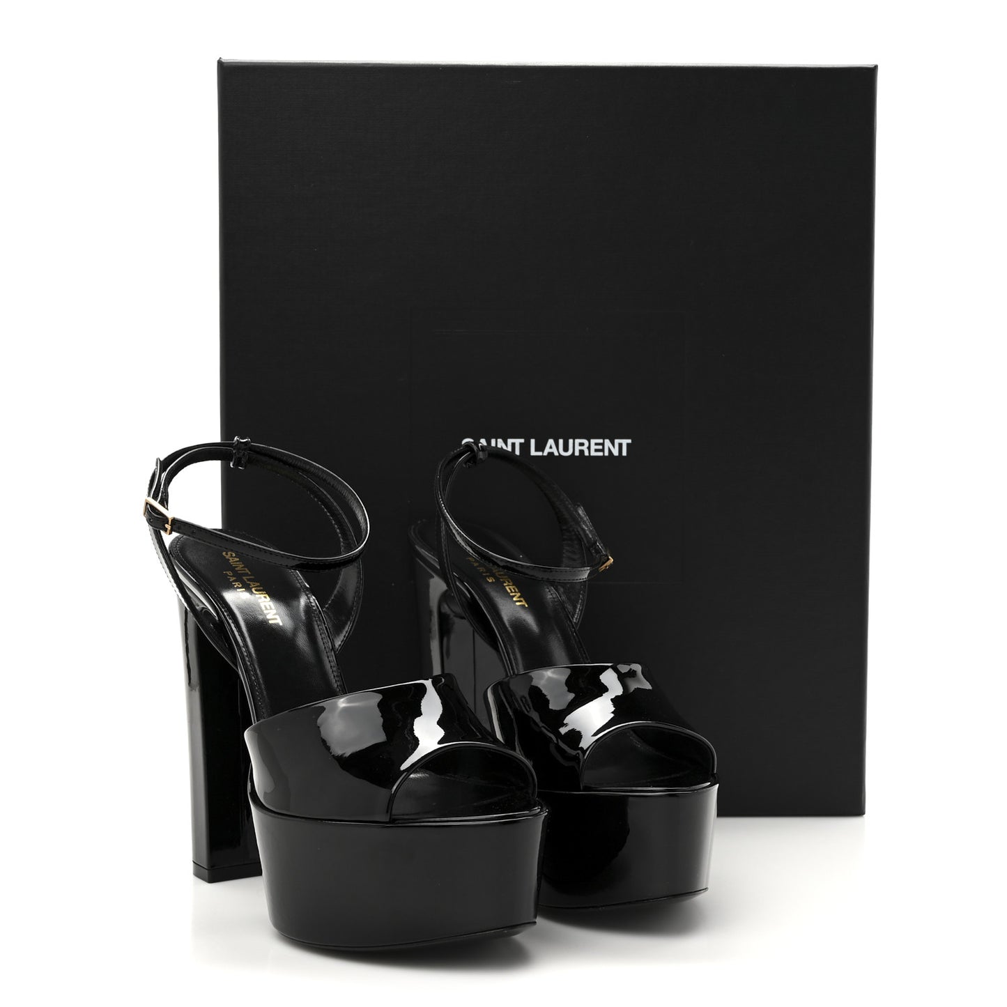 Patent Jodie 95 Platform Sandals 38.5 Black