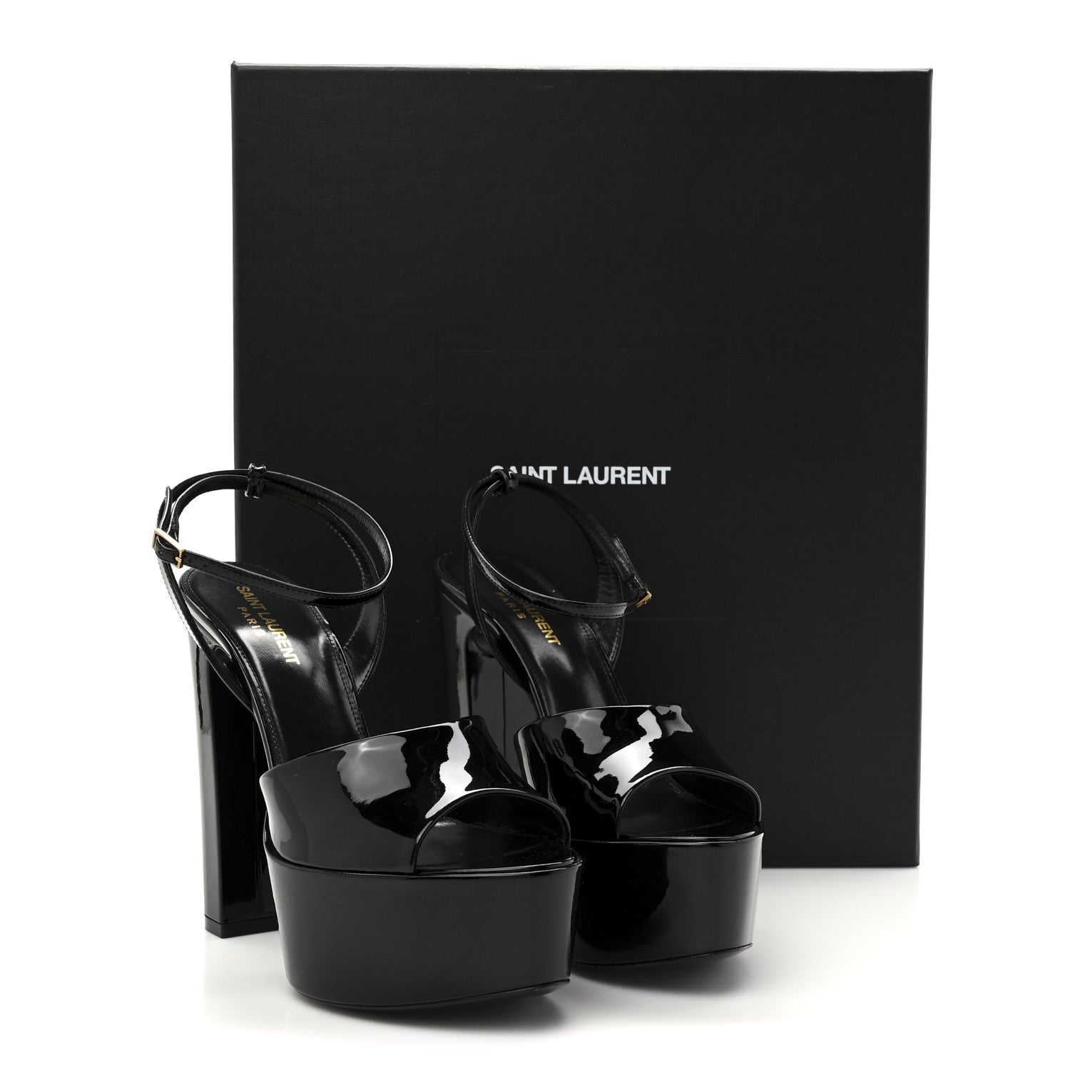 Saint Laurent Patent Jodie 95 Platform Sandals 38.5 Black 10 of 10