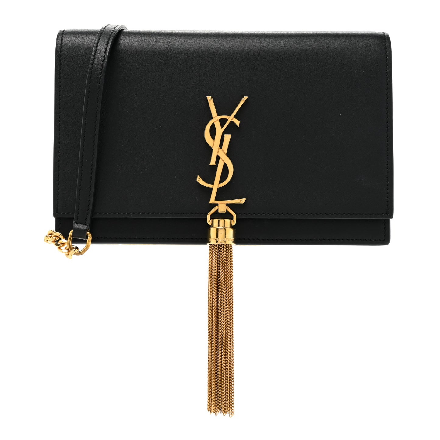 Smooth Calfskin Medium Classic Monogram Kate Tassel Satchel Black