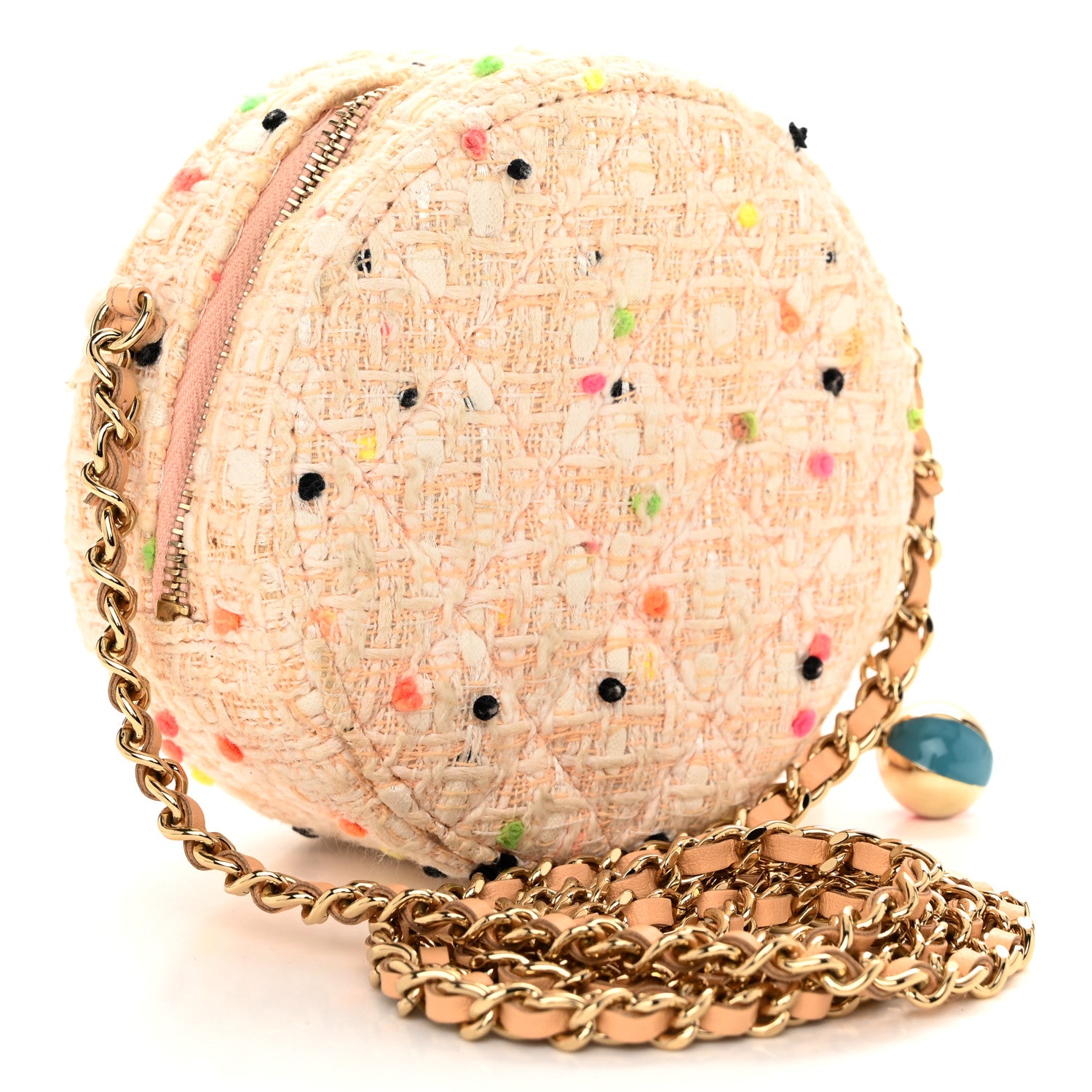 Chanel Candy Cotton Tweed Beach Ball Quilted Round Clutch With Chain Multicolor 3 of 10