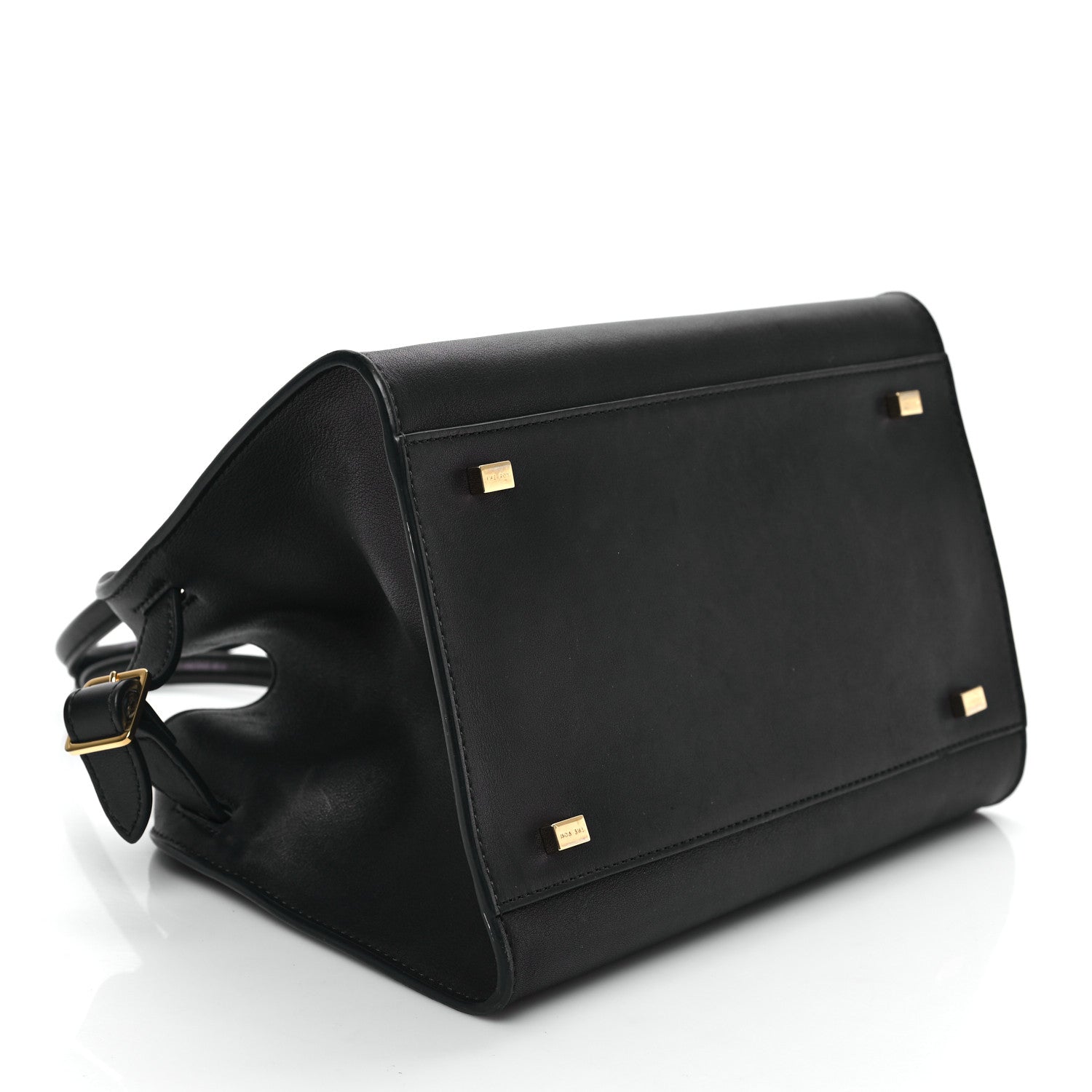 The Row Polished Saddle Calfskin Soft Margaux 10 Bag Black 4 of 9